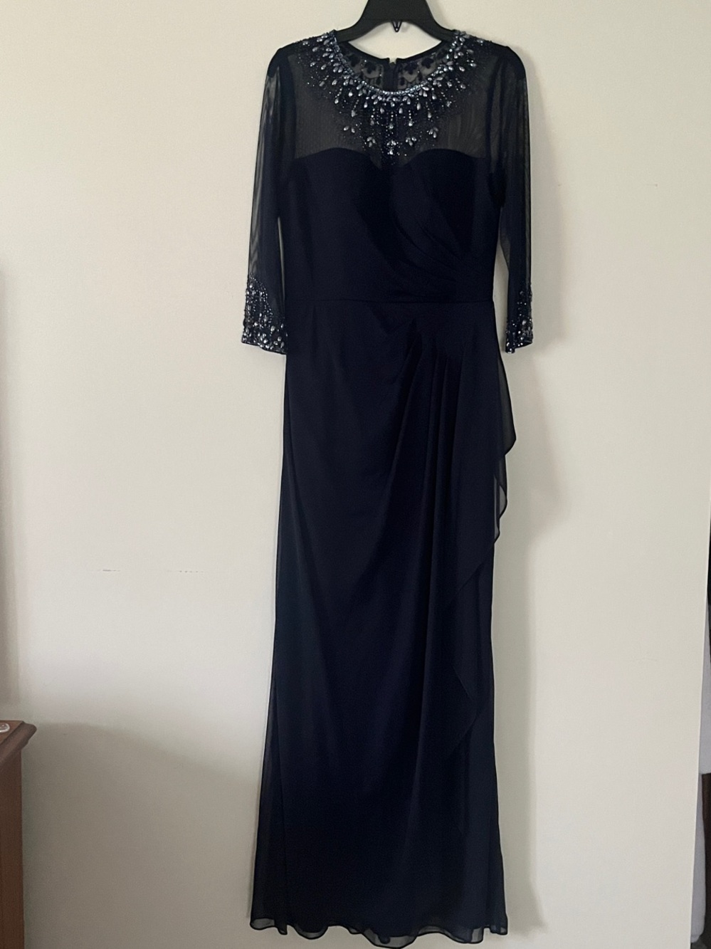 Navy Blue Beaded Mother of the Bride Dress